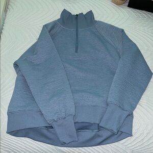Away Blue Zip Up Sweater with Ribbed Cuffs